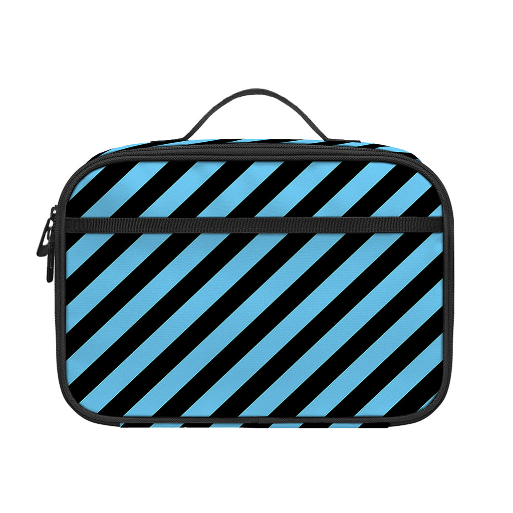 Blue And Black Stripes Pattern Print Portable Lunch Bag