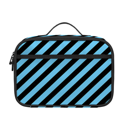 Blue And Black Stripes Pattern Print Portable Lunch Bag