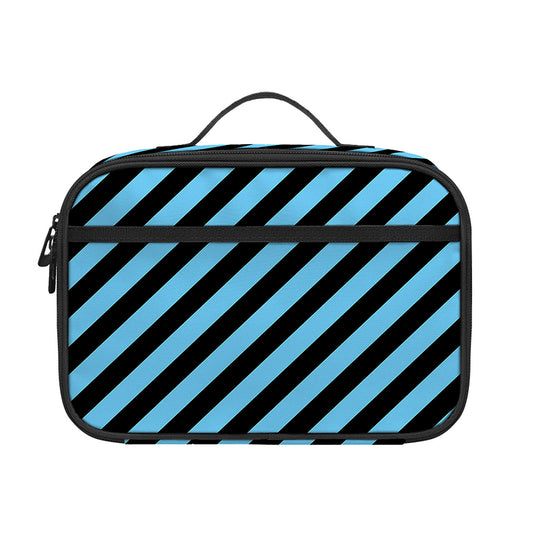 Blue And Black Stripes Pattern Print Portable Lunch Bag