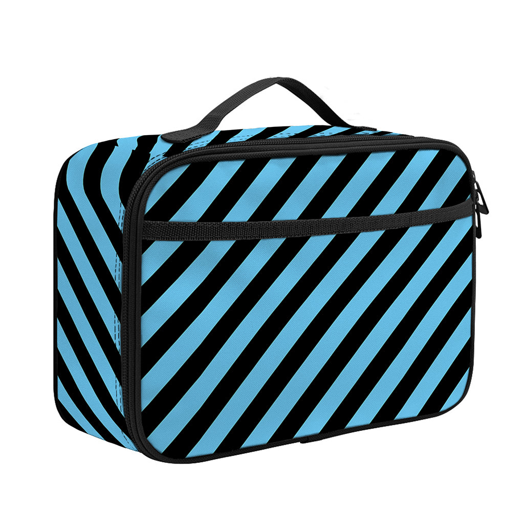 Blue And Black Stripes Pattern Print Portable Lunch Bag