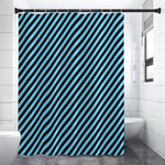 Blue And Black Stripes Pattern Print Premium Shower Curtain