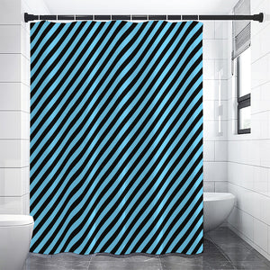 Blue And Black Stripes Pattern Print Premium Shower Curtain