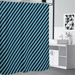 Blue And Black Stripes Pattern Print Premium Shower Curtain