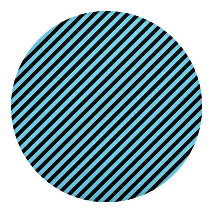 Blue And Black Stripes Pattern Print Round Blanket