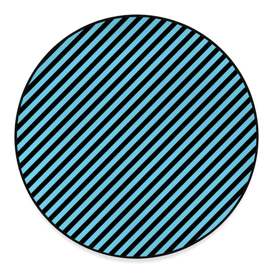 Blue And Black Stripes Pattern Print Round Floor Mat
