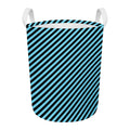 Blue And Black Stripes Pattern Print Round Laundry Basket