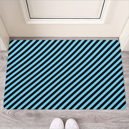 Blue And Black Stripes Pattern Print Rubber Doormat
