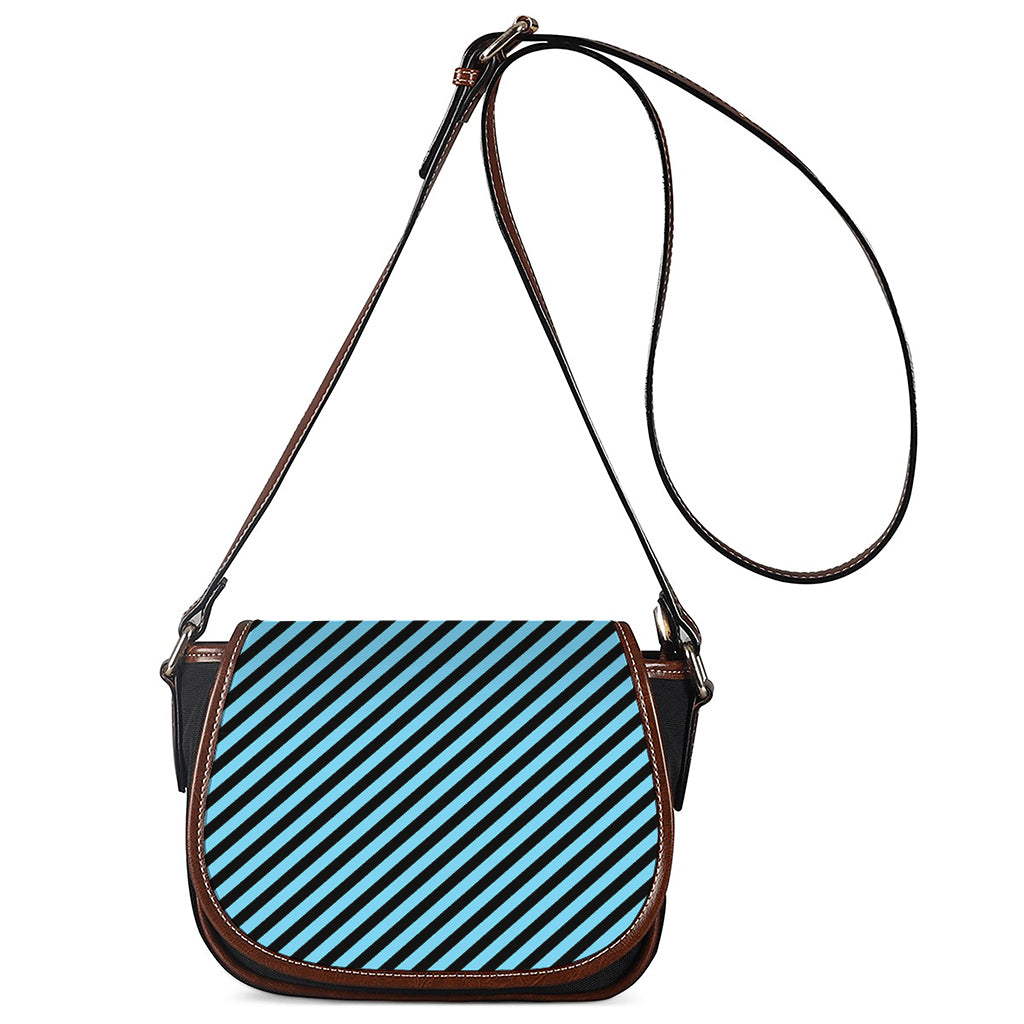 Blue And Black Stripes Pattern Print Saddle Bag