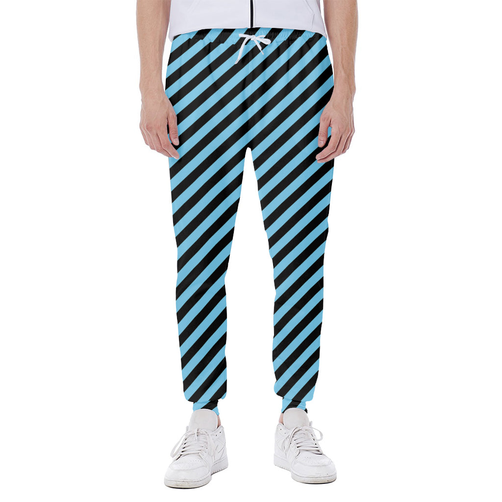 Blue And Black Stripes Pattern Print Scuba Joggers
