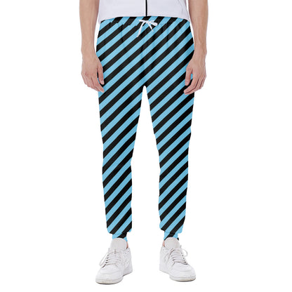 Blue And Black Stripes Pattern Print Scuba Joggers