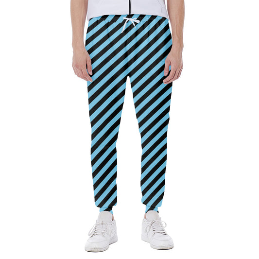 Blue And Black Stripes Pattern Print Scuba Joggers
