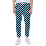 Blue And Black Stripes Pattern Print Scuba Joggers