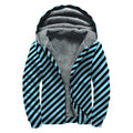 Blue And Black Stripes Pattern Print Sherpa Lined Zip Up Hoodie