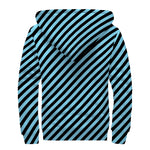 Blue And Black Stripes Pattern Print Sherpa Lined Zip Up Hoodie