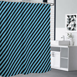 Blue And Black Stripes Pattern Print Shower Curtain