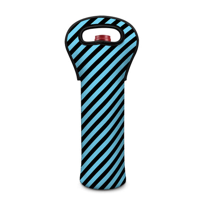 Blue And Black Stripes Pattern Print Single Neoprene Wine Tote