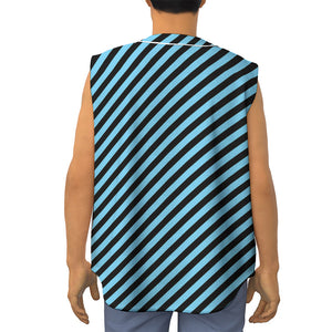 Blue And Black Stripes Pattern Print Sleeveless Baseball Jersey