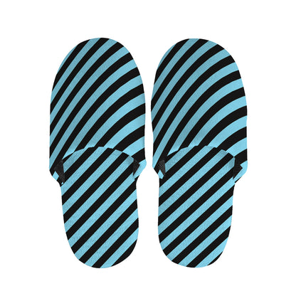 Blue And Black Stripes Pattern Print Slippers