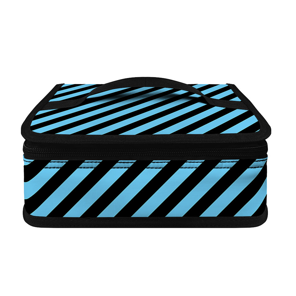 Blue And Black Stripes Pattern Print Small Lunch Bag