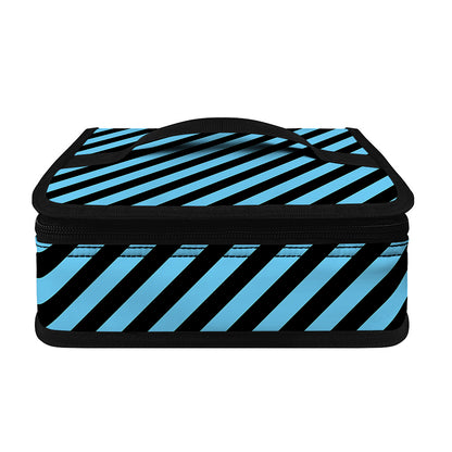 Blue And Black Stripes Pattern Print Small Lunch Bag