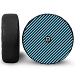 Blue And Black Stripes Pattern Print Tire Cover With Camera Hole