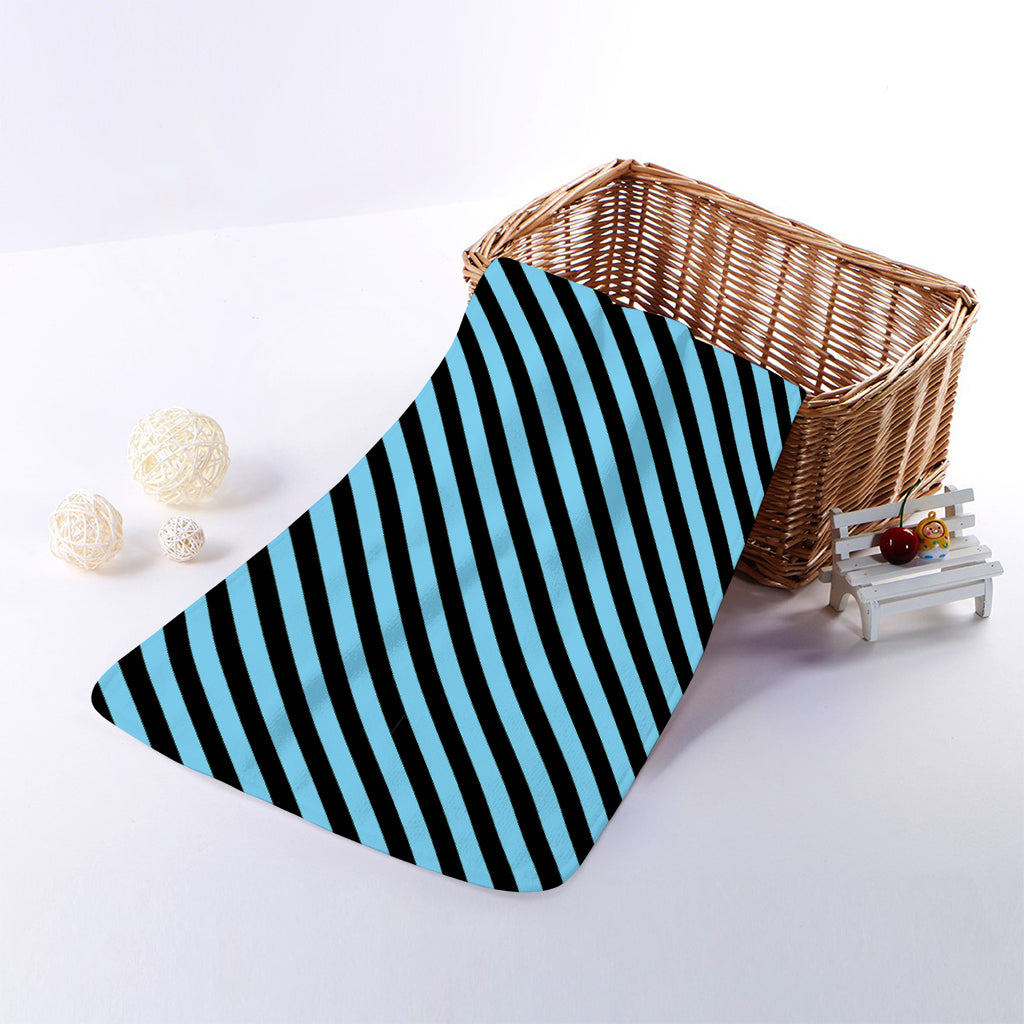 Blue And Black Stripes Pattern Print Towel