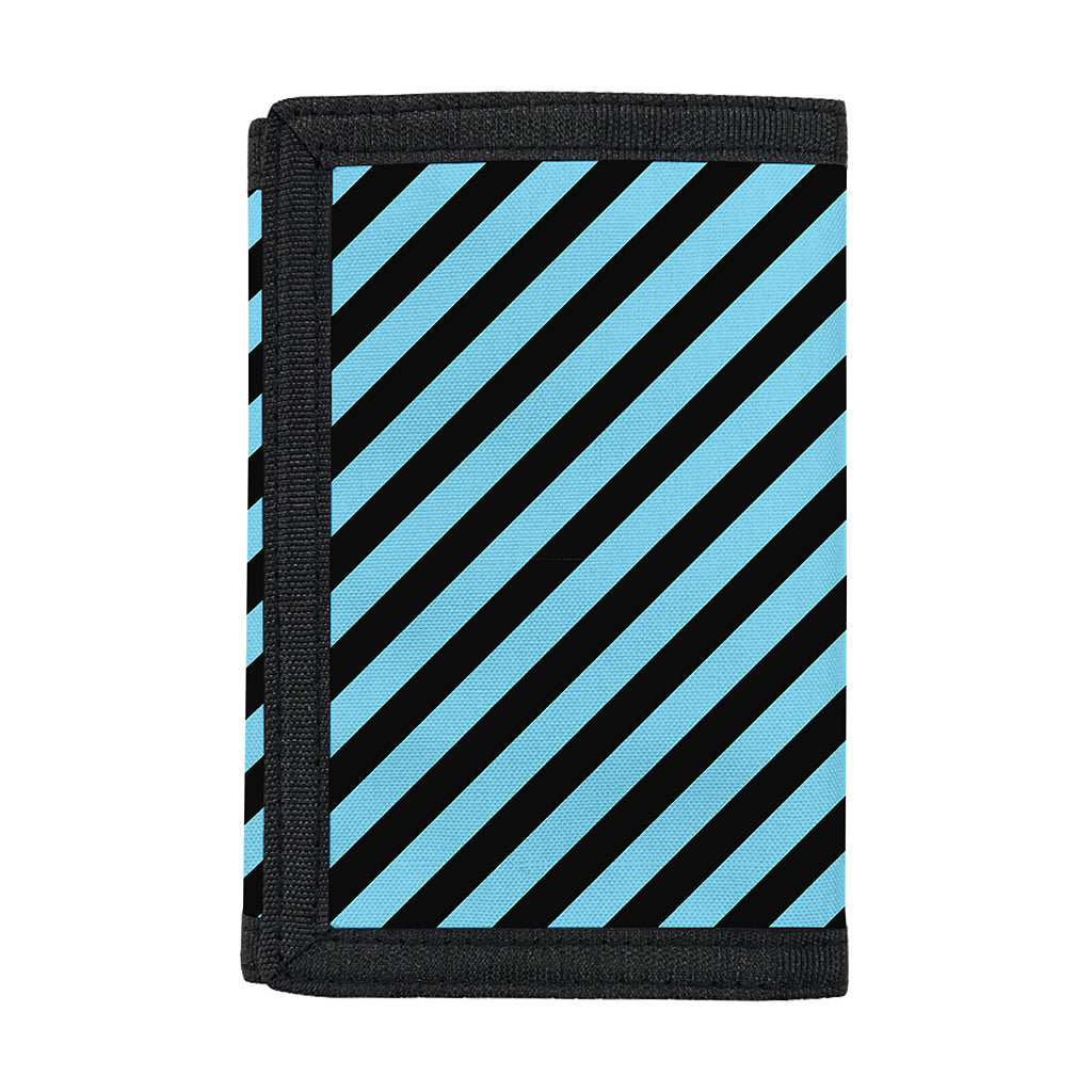 Blue And Black Stripes Pattern Print Trifold Wallet