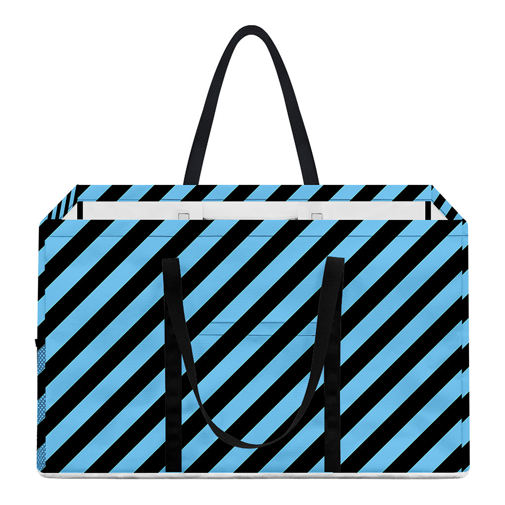 Blue And Black Stripes Pattern Print Utility Tote Bag