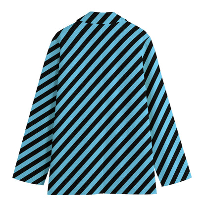 Blue And Black Stripes Pattern Print Women's Blazer