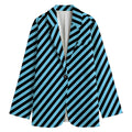 Blue And Black Stripes Pattern Print Women's Cotton Blazer