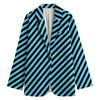 Blue And Black Stripes Pattern Print Women's Cotton Blazer