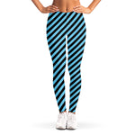 Blue And Black Stripes Pattern Print Women's Leggings