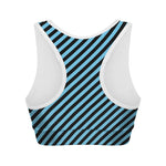 Blue And Black Stripes Pattern Print Women's Sports Bra