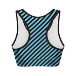 Blue And Black Stripes Pattern Print Women's Sports Bra