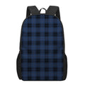 Blue And Black Tartan Pattern Print 17 Inch Backpack