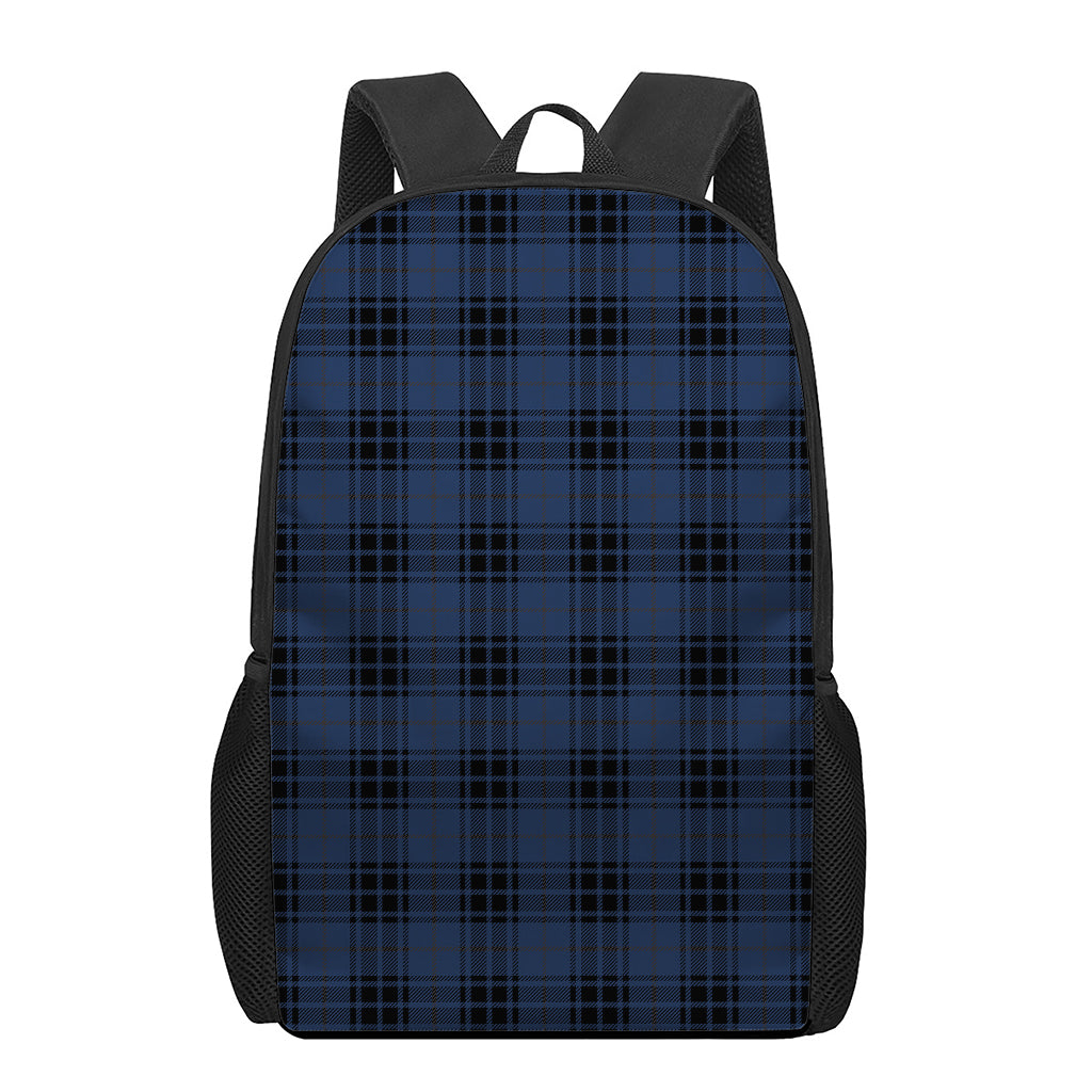Blue And Black Tartan Pattern Print 17 Inch Backpack