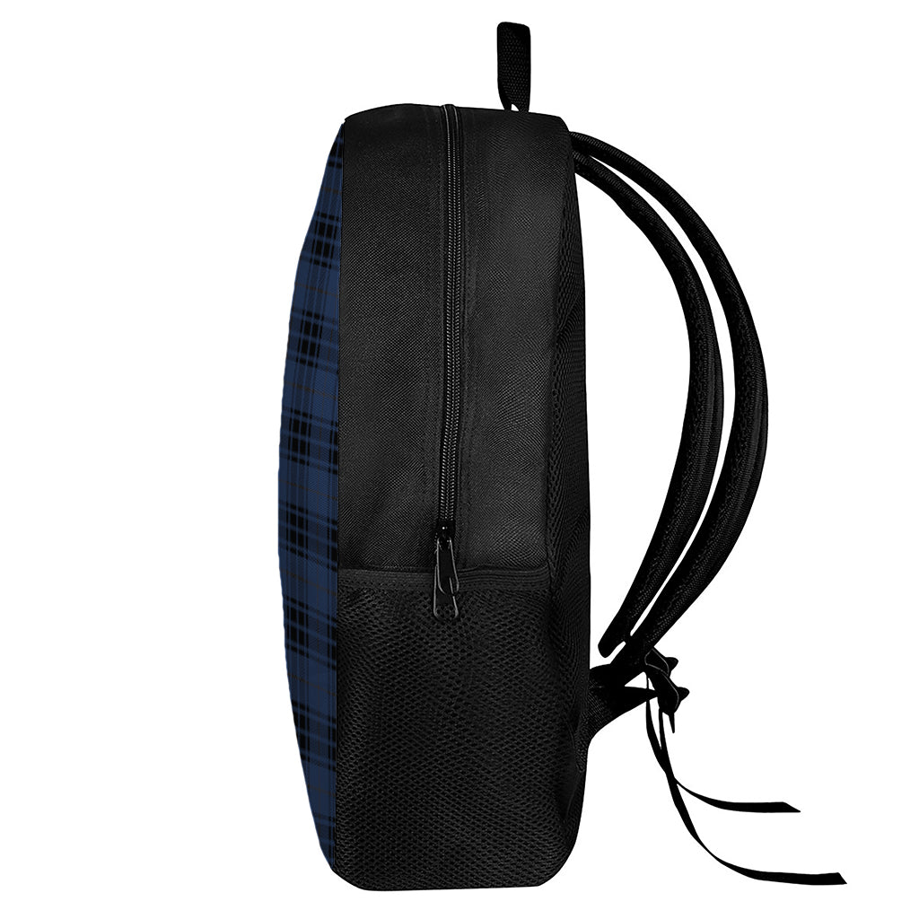 Blue And Black Tartan Pattern Print 17 Inch Backpack