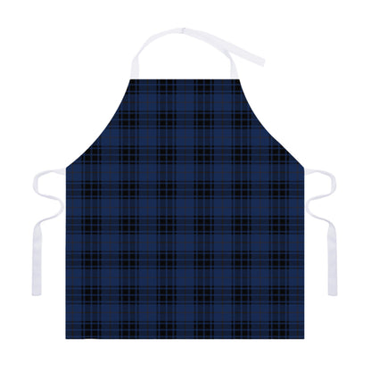 Blue And Black Tartan Pattern Print Adjustable Apron