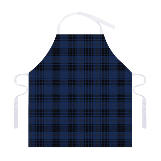 Blue And Black Tartan Pattern Print Adjustable Apron