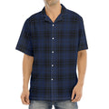 Blue And Black Tartan Pattern Print Aloha Shirt