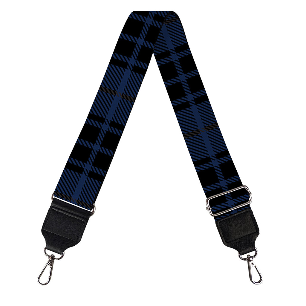 Blue And Black Tartan Pattern Print Bag Strap