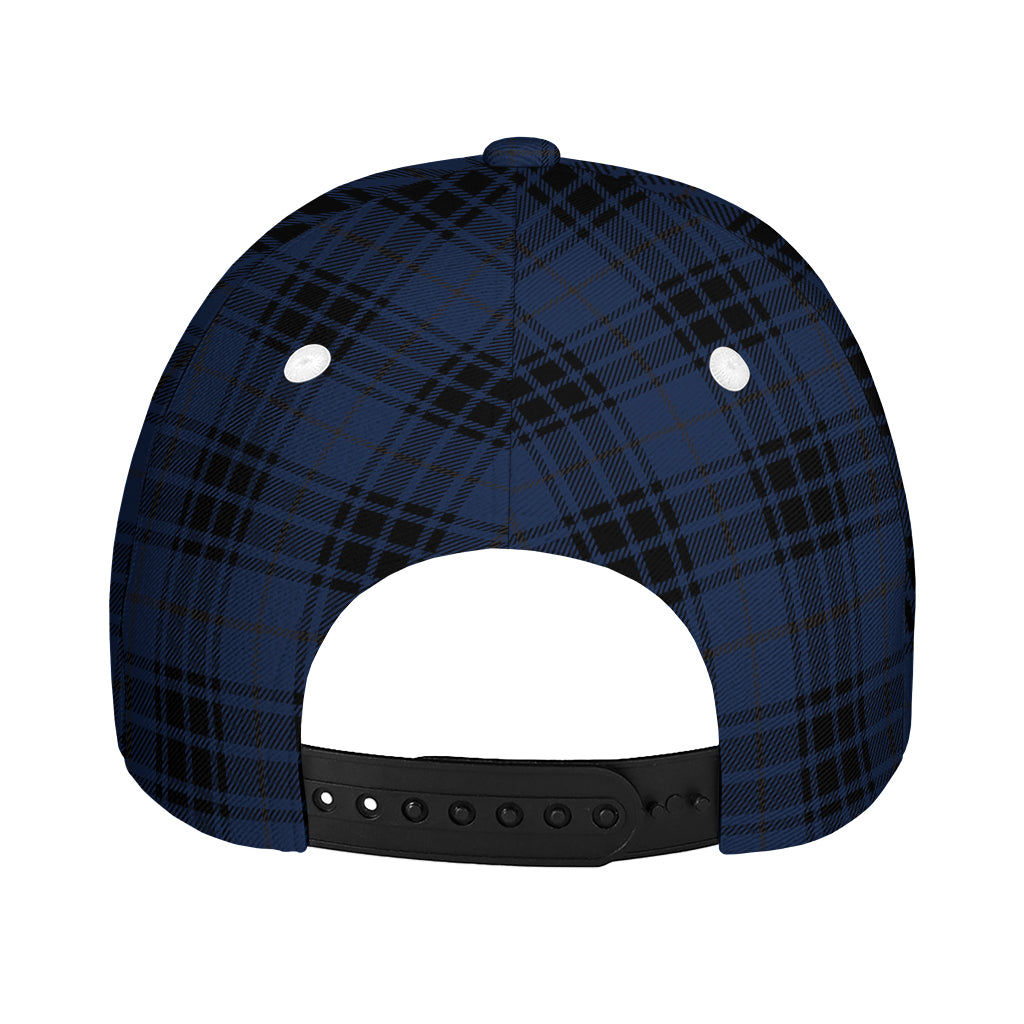 Blue And Black Tartan Pattern Print Baseball Cap