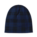 Blue And Black Tartan Pattern Print Beanie