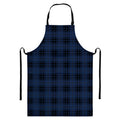 Blue And Black Tartan Pattern Print Bib Apron With Pocket