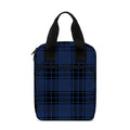 Blue And Black Tartan Pattern Print Bible Tote Bag
