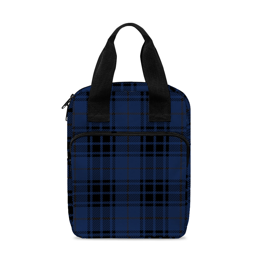 Blue And Black Tartan Pattern Print Bible Tote Bag