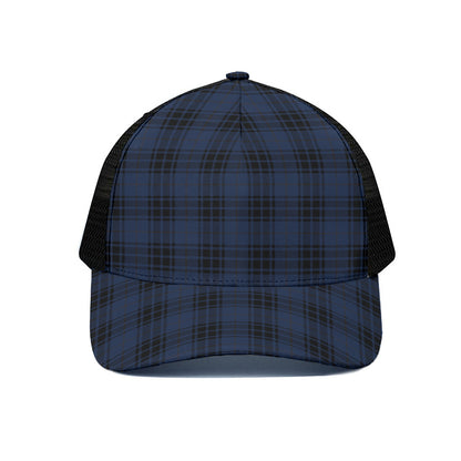 Blue And Black Tartan Pattern Print Black Mesh Trucker Cap