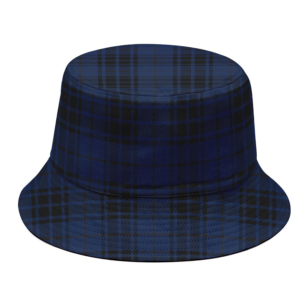 Blue And Black Tartan Pattern Print Bucket Hat