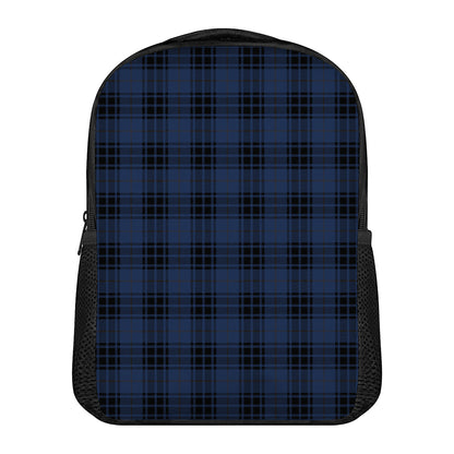 Blue And Black Tartan Pattern Print Casual Backpack