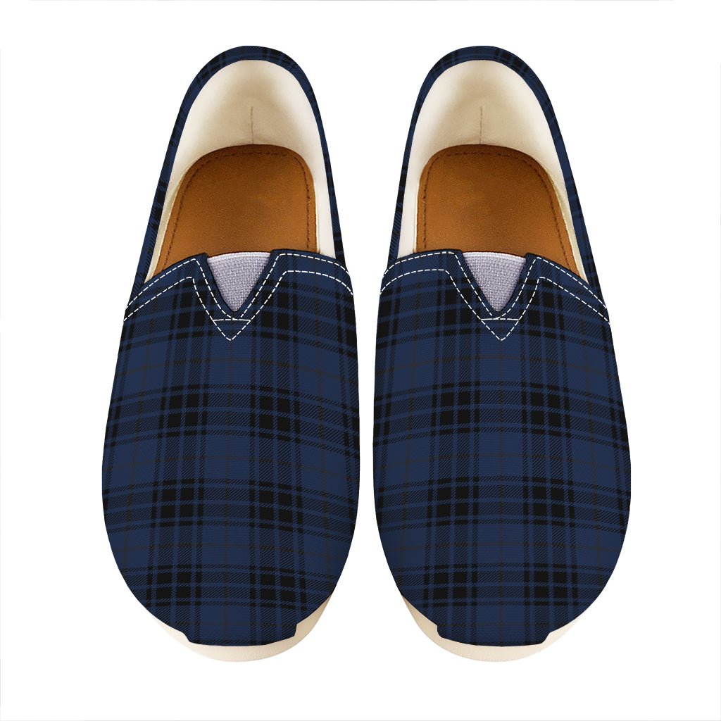 Blue And Black Tartan Pattern Print Casual Shoes